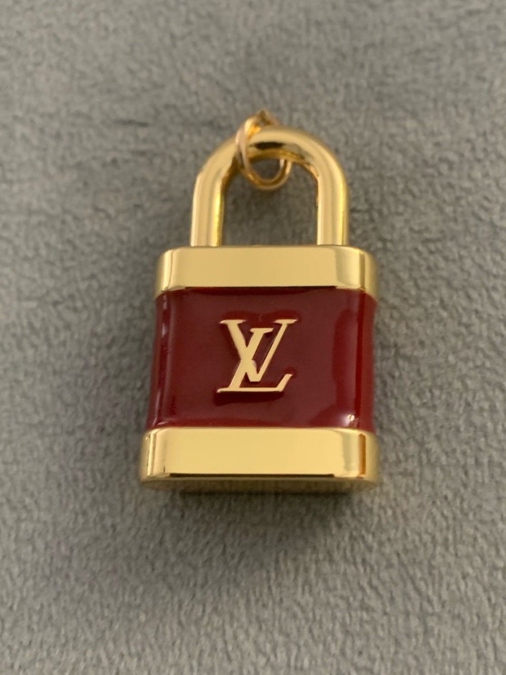 Elegant Upcycled Gold & Maroon Enamel Padlock Charm